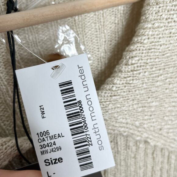 Le Lis Collection Womens Cropped Cardigan Sweater Large Beige Oatmeal Neutral - Picture 8 of 12